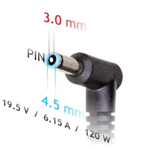 Alternative view of HP Power Supply 19.5V / 6.15A 120W 4.5 x 3.0 mm + pin