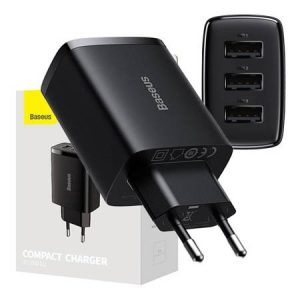 Baseus Wall Charger Compact Quick Charger 3x USB 17W (black)