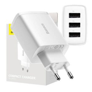 Baseus Wall Charger Compact Quick Charger 3x USB 17W