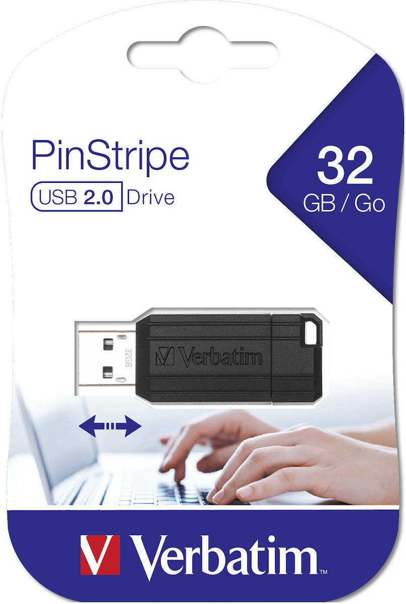 USB FlashDrive 32GB Verbatim PinStripe (Black) 49064
