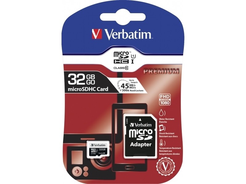 Alternative view of Verbatim MicroSD/SDHC Card 32GB Premium Cl.10 + Adap.