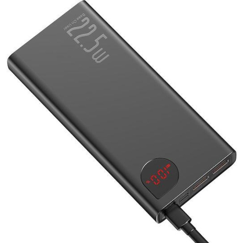 Baseus Adaman metal powerbank ταχείας φόρτισης, ψηφιακή οθόνη, 20000mah, 3 θύρες, μαύρο