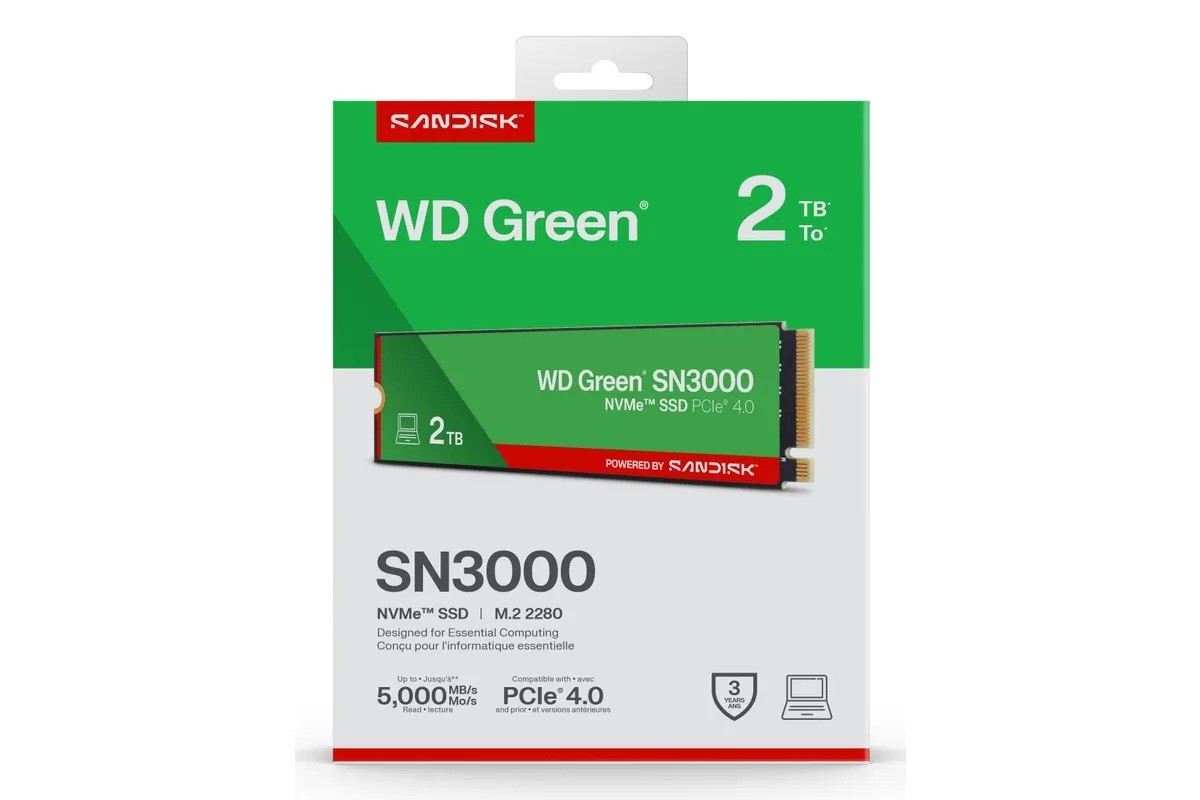 Alternative view of SSD WD Green SN3000 NVMe M.2 2TB PCIe 4.0